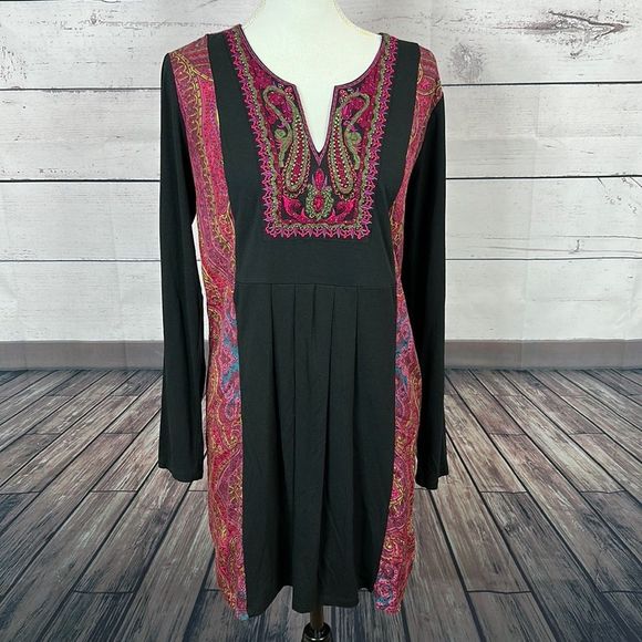 Soft Surroundings Dresses & Skirts - Soft surroundings Womens Tunic Dresss Size Medium paisley boho Vneck Long sleeve